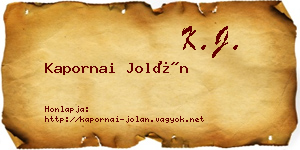 Kapornai Jolán névjegykártya